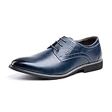 Hitmars Anzugschuhe Herren Oxford Derby Schuhe Brogues Lederschuhe Hochzeitsschuhe Schnürhalbschuhe Business Klassischer Schnürschuh Blau 3 GröÃŸe 43