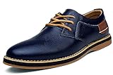 Meik Mangni Herren Anzugschuhe Klassische Derby Schnürschuhe Moderne Business Schuhe Oxford Hochzeit Schuhe Freizeit Schnürhalbschuhe,Blau Gr.44.5 EU=Sohlengröße 45EU