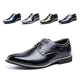 Anzugschuhe Herren Oxford Derby Schuhe Brogues Lederschuhe Hochzeitsschuhe Schnürhalbschuhe Klassischer Business Schnürschuh Schwarz 3 Größe 43