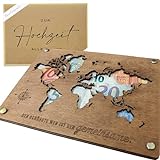 Woodland Mail Geldgeschenk Hochzeit Hochzeitsgeschenke für Brautpaar Geldgeschenke Verpackung mit Hochzeitskarte (Weltkarte)