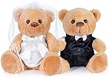 BRUBAKER Teddybär Hochzeitspaar - 25 cm Braut und Bräutigam Teddy Set - Geschenk für Hochzeit und Verlobung - Hochzeitsgeschenk für Brautpaar - Kuscheltiere mit Anzug und Brautkleid